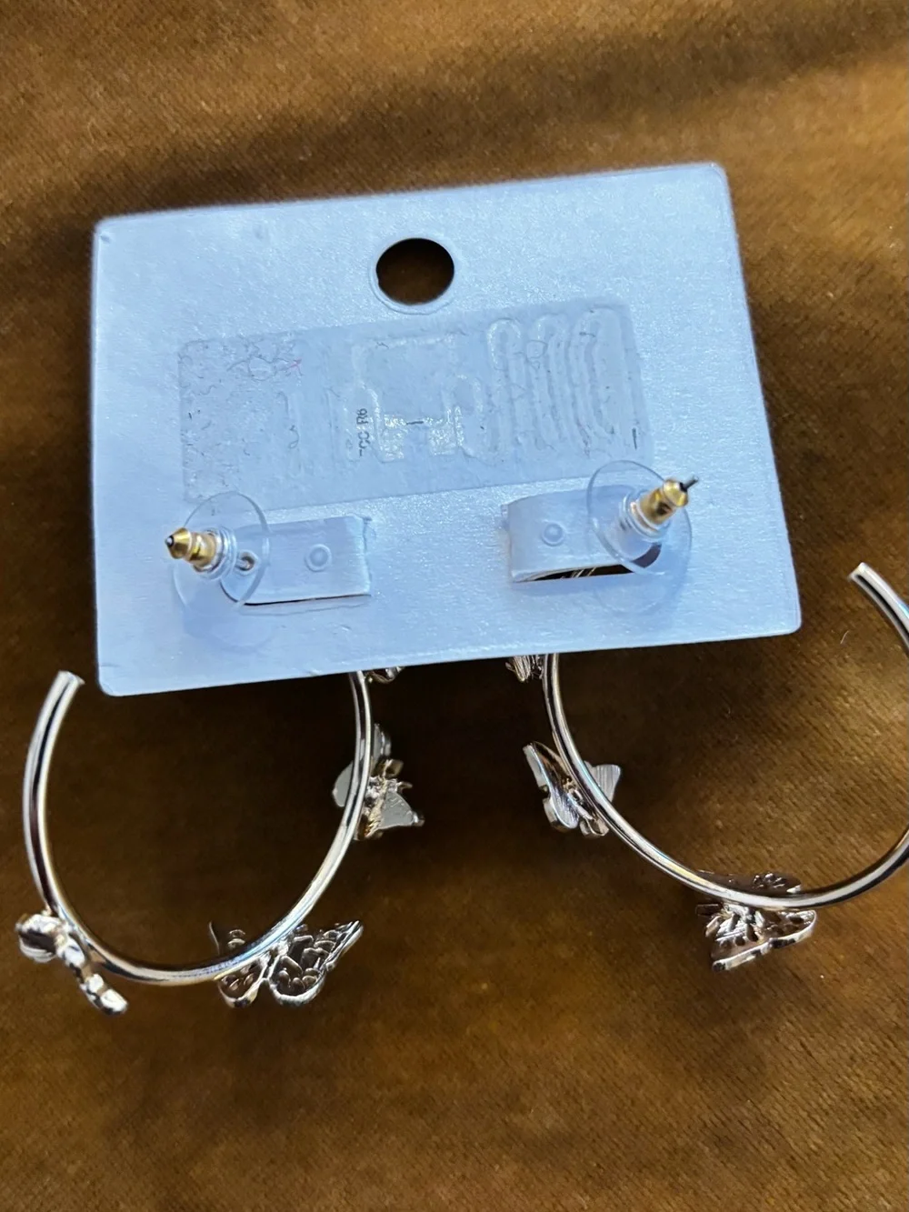 VTG 70s White Hoop & Crystal Gold Butterfly Earring Lot Good Quality